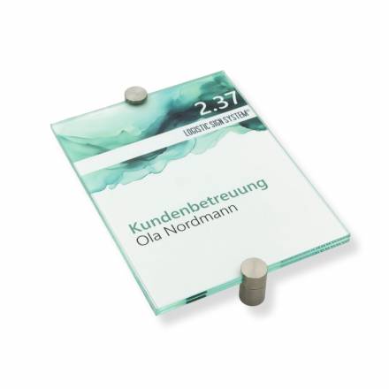 Türschild VITRUM K , Glasschild, Büroschild, Doppelglasschild